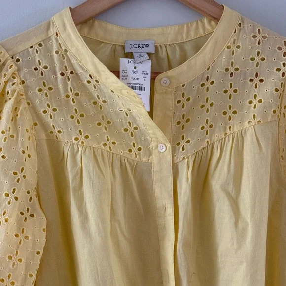 J. Crew Yellow Eyelet Blouse - Picture 3 of 7